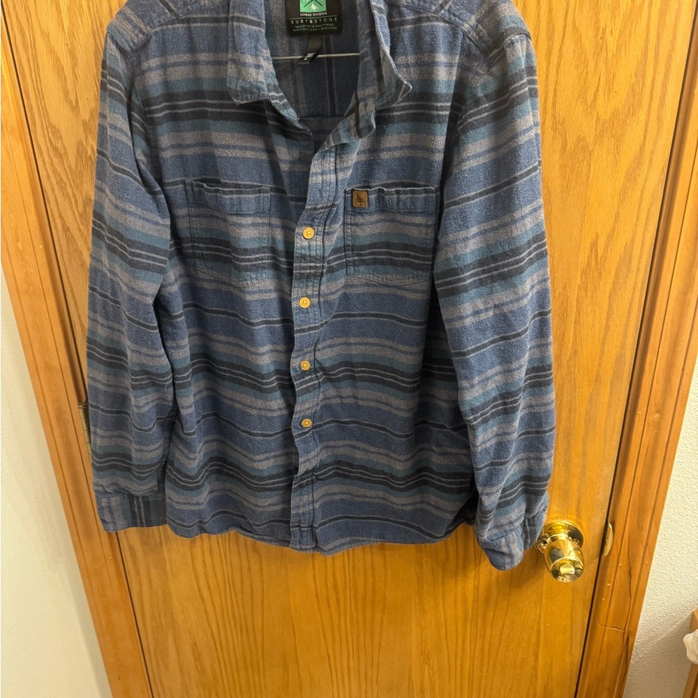 Men's Blue Striped Casual Button Down Shirt
